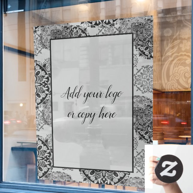 Boho Warm Greys Mandalas  Window Cling (Cafe Window)