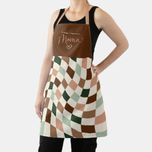 Boho Warped Chequered Personalized Mama Apron