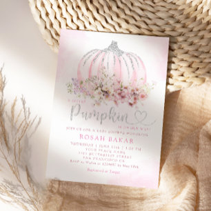 Boho Watercolor A Little Pumpkin Girl Baby Shower Invitation