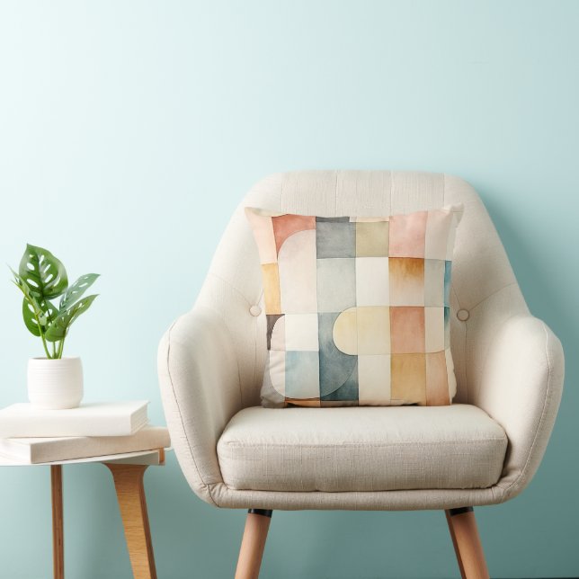 Boho Watercolor Abstract Art Throw Pillow (Chair)