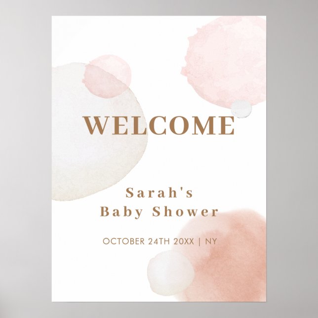 Boho Watercolor Abstract Baby Shower Welcome Poster (Front)