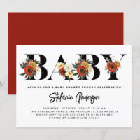 Boho Watercolor Anemone Botanical Fall Baby Brunch