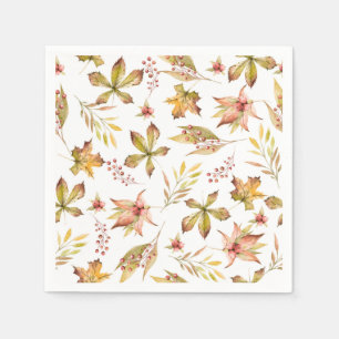 Boho Watercolor Autumn Botanical Pattern Party Napkin