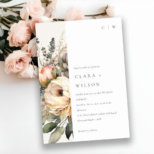 Boho Watercolor Autumn Fall Floral Bunch Wedding Invitation