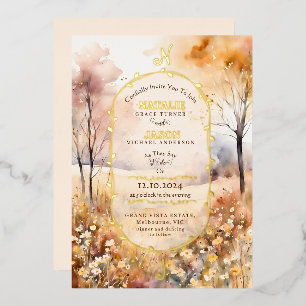 Boho Watercolor Autumn Nature Monogram Wedding 