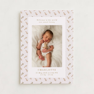 Boho watercolor    baby birth announcement card