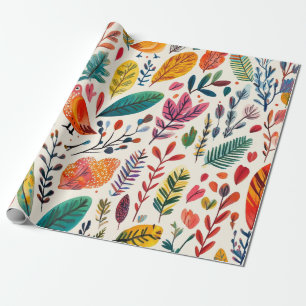Boho Watercolor Birds – Artistic Nature-Inspired Wrapping Paper