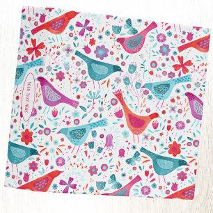 Boho Watercolor Birds in a Garden Custom Text Binder
