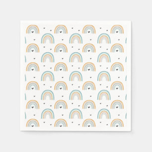 Boho Watercolor Blue Rainbow Baby Shower Napkin