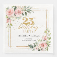 Boho watercolor blush floral eucalyptus 25th b-day