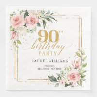 Boho watercolor blush floral eucalyptus 90th b-day