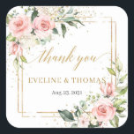 Boho watercolor blush pink roses wedding square sticker<br><div class="desc">Planning a boho-chic wedding or event? Elevate your theme with the Boho Watercolor Blush Pink Roses Wedding Square Sticker. These charming stickers add a touch of whimsical elegance to your special day, perfect for sealing invitations, decorating favours, or personalizing décor. The soft hues and delicate rose design create a romantic...</div>
