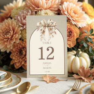 Boho Watercolor Bow Wedding Table Card