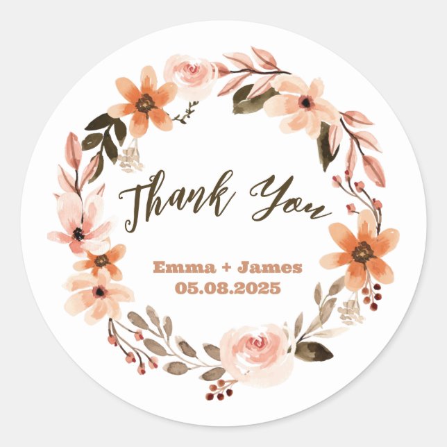 Boho Watercolor Burnt Orange Custom Text Sticker (Front)