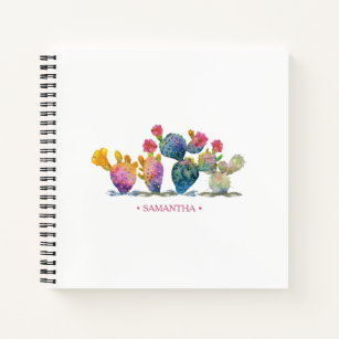 Boho Watercolor Cactus Personalized Journalling Notebook