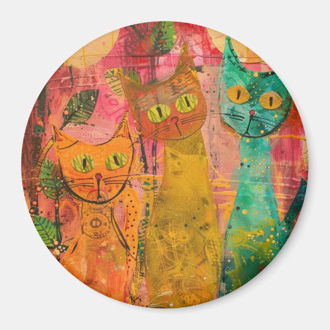 Boho Watercolor Cats – Earthy Feline Art (2) Magnet (Front)