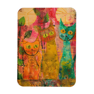 Boho Watercolor Cats – Earthy Feline Art (2) Magnet