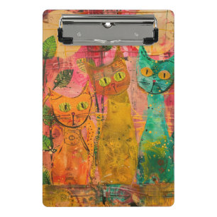 Boho Watercolor Cats – Earthy Feline Art (2) Mini Clipboard