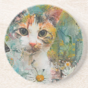 Boho Watercolor Cats – Earthy Feline Art (3) Coaster