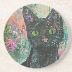 Boho Watercolor Cats – Earthy Feline Art (5) Coaster