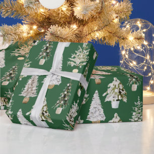 Boho Watercolor Christmas Composition Greeting Wrapping Paper