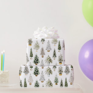 Boho Watercolor Christmas Composition Greeting Wrapping Paper