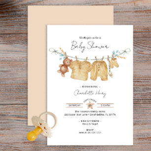 Boho Watercolor Clothesline Baby Shower Invite