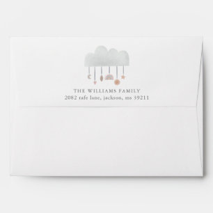 Boho Watercolor Cloud Gender Baby Shower Envelope