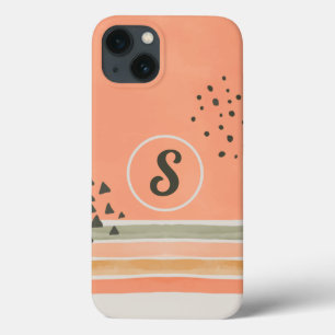 Boho Watercolor Custom Initial iPhone Case
