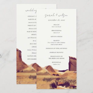 Boho Watercolor Desert Landscape Wedding Program