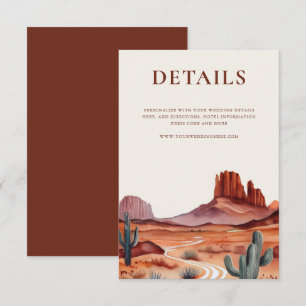 Boho Watercolor Desert Wedding Details Enclosure Card