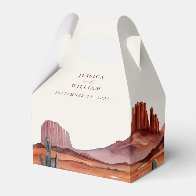 Boho Watercolor Desert Wedding Favor Box (Front Side)