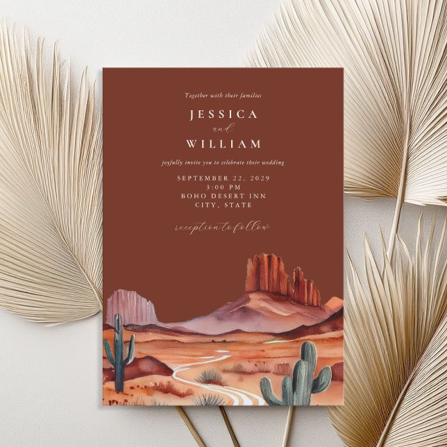 Boho Watercolor Desert Wedding Invitation (Creator Uploaded)