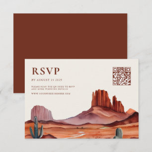 Boho Watercolor Desert Wedding RSVP Card