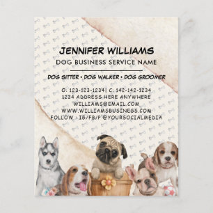 Boho Watercolor Dog Walker Pet Sitting Business Flyer