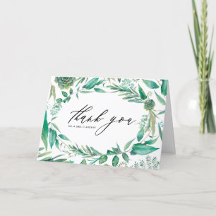 Boho Watercolor Eucalyptus and Succulents Frame  Thank You Card