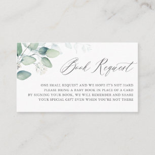 Boho Watercolor Eucalyptus Book Request Card