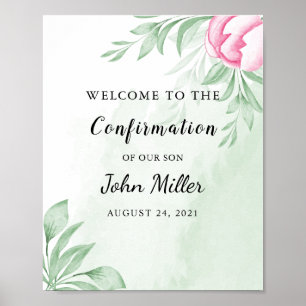 Boho Watercolor Eucalyptus Confirmation Welcome Poster