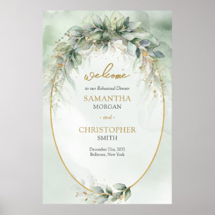 Boho watercolor eucalyptus gold Welcome rehearsal Poster