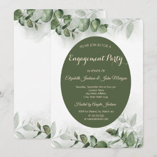 Boho Watercolor Eucalyptus Greenery  Engagement   Invitation