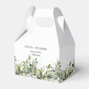 Boho watercolor eucalyptus greenery foliage gold favor box
