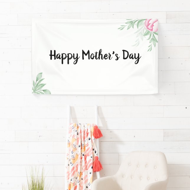 Boho Watercolor Eucalyptus Greenery Mothers Day Banner (Insitu)