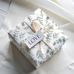 Boho Watercolor Eucalyptus Greenery Wedding Wrapping Paper