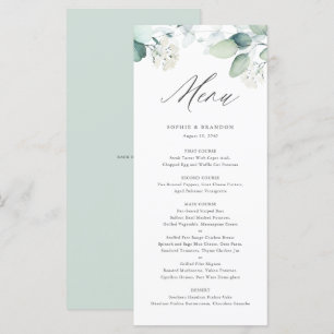 Boho Watercolor Eucalyptus Leaves Greenery Wedding Menu