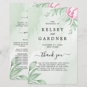 Boho Watercolor Eucalyptus Wedding Program