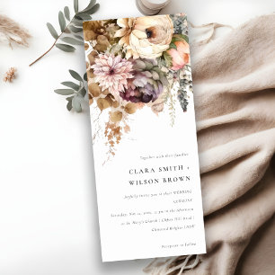 Boho Watercolor Fall Autumn Floral Bunch Wedding Invitation