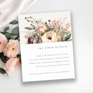 Boho Watercolor Fall Autumn Floral Wedding Details Enclosure Card