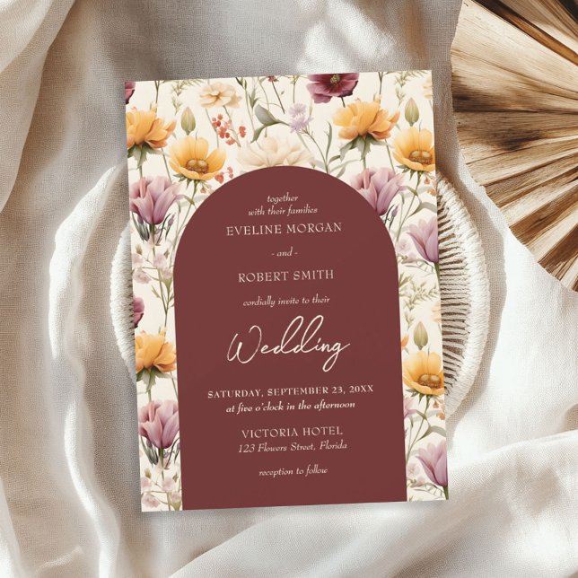 Boho watercolor fall yellow wild flowers invitation (Boho watercolor fall yellow wild flowers invitation)