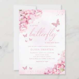 Boho Watercolor Floral Butterfly Girl Baby Shower Invitation