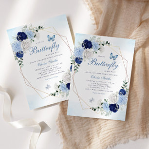 Boho Watercolor Floral Butterfly Girl Baby Shower Invitation